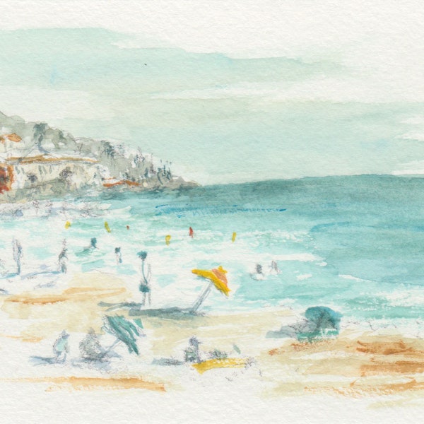 French Beach Scene Print / INSTANT Download / French Country Decor / French Country Wall Decor