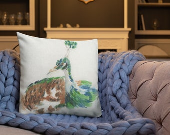 Peacock Pillow / Peacock Decor / Guest Room Decor / Nature Pillow