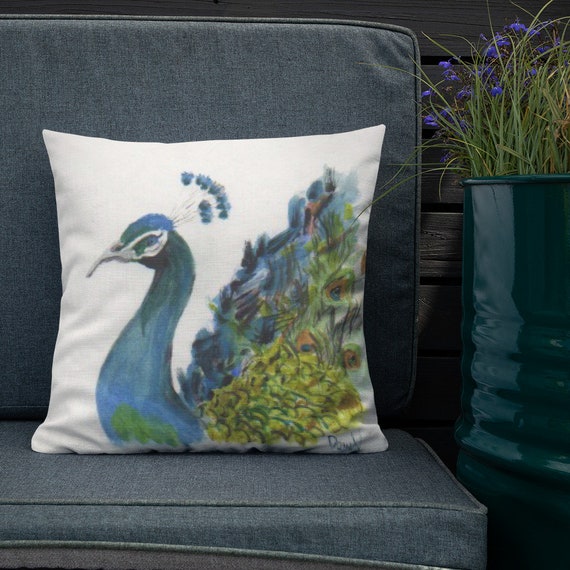 Peacock Pillow Peacock Decor Guest Room Decor Nature Etsy
