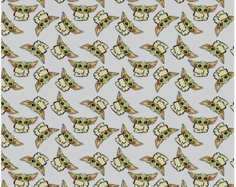 Star Wars Grogu Fat Quarter 18x22, Gray Quilting Print
