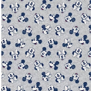 Disney Cotton Fabric Mickey and Minnie Heathered Toss