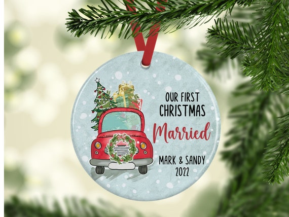 Couple Our First Christmas - Personalized Aluminum Ornament