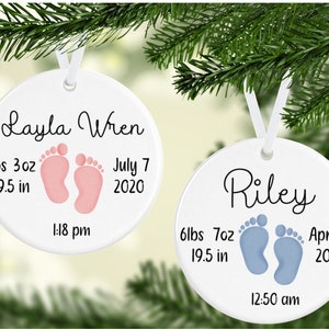 Personalized Baby Birth Stat Ornament: First Christmas Keepsake