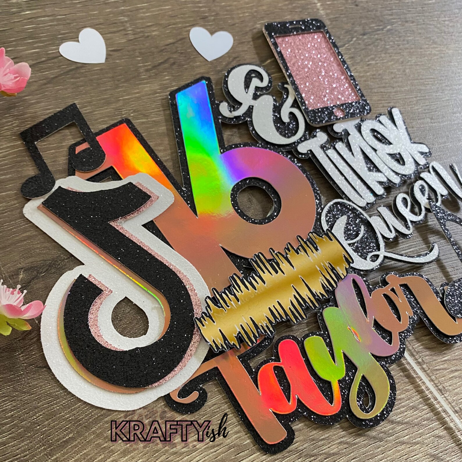 Rose Gold Tik Tok inspired cake topper party decor birthday | Etsy