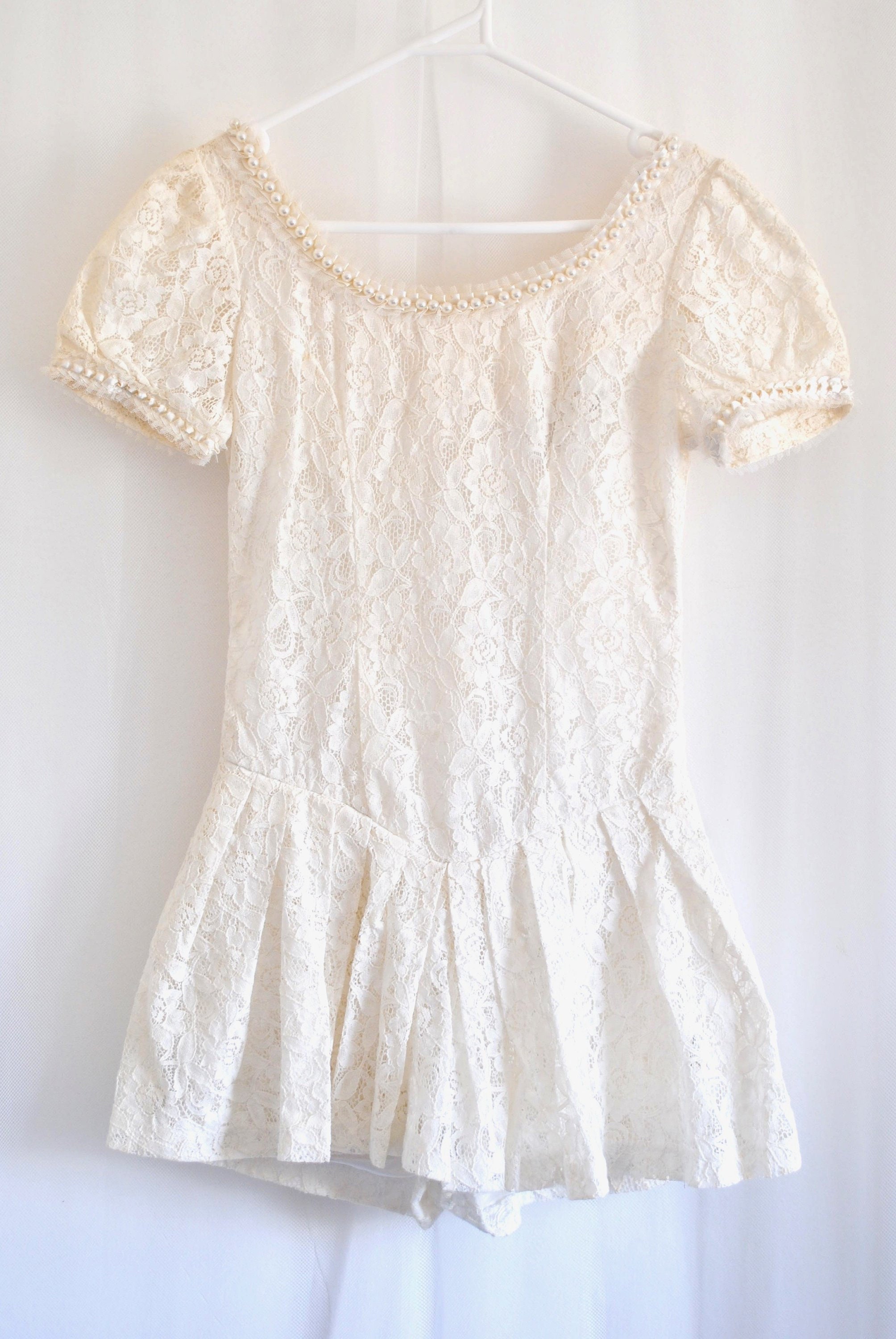 cream lace playsuit