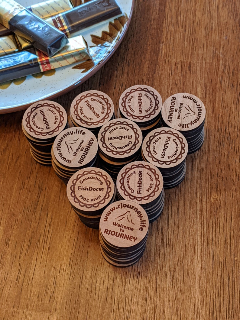 Geocache Gifts Natural Wood Slice Geocache Geo Coin Laser Engraved Travel  Bug Rustic Barked 141835824690 5 Geocache Containers