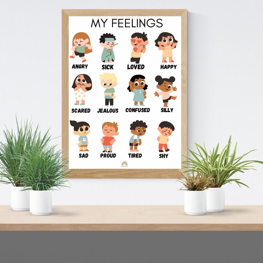 My Feelings, Feelings, Feelings Chart for Kids, Playroom Wall Poster ...