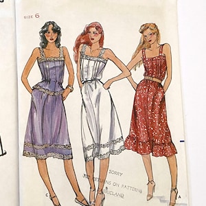 1980s VINTAGE BUTTERICK PATTERN #3168 A | Casual Flared Summer Dress Top & Skirt Size 6 (x-small)