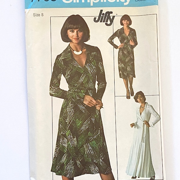 1970s VINTAGE SIMPLICITY PATTERN #7705 | Dress Misses Size 8 (Small)