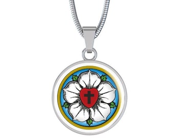 Luther Rose Anhänger Halskette lutherischer Schmuck Reformation Geschenk für Erstkommunion, Taufe, Konfirmation, Jubiläumsgeschenk, Geburtstagsgeschenk