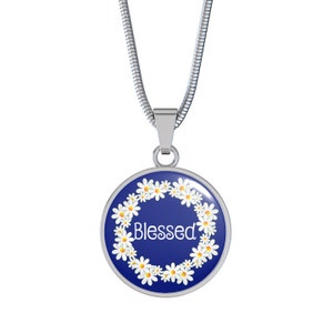 Blessed Pendant Necklace, Blessed Christian Jewelry Gift, Message Jewelry, Mother&#39;s Day, Anniversary, Christmas, Birthday, Gift for Women