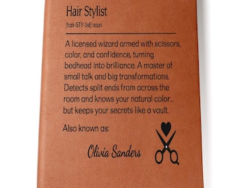 Personalized Hair Stylist Journal, Hairdresser Gift, Gift For Beautician, Hairstylist Definition Gift, Beautician, Cosmetology Graduation