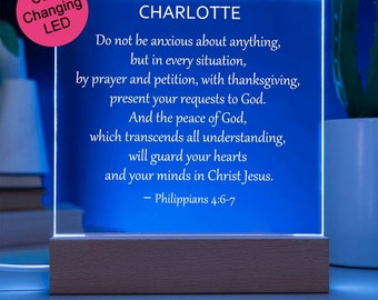 Personalized Philippians 4:6-7, Bible Verse Art, Do Not Be Anxious, Encouragement Gift For Teen, Philippians 4 6-7,  Bible Verse Night Light