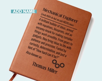 Diario personalizzato per ingegneri meccanici, quaderno con nome personalizzato, regalo per ingegneri, macchinisti, professionisti STEM