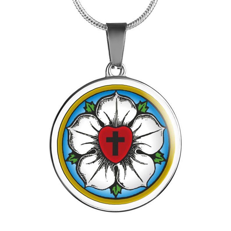 Luther Rose Anhänger Halskette lutherischer Schmuck Reformation Geschenk für Erstkommunion, Taufe, Konfirmation, Jubiläumsgeschenk, Geburtstagsgeschenk Bild 2