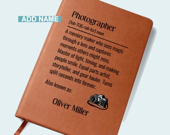 Personlig fotografdagbok, anpassad fotografanteckningsbok, present till fotografdefinition, present till fotografnamn, present till fotograf