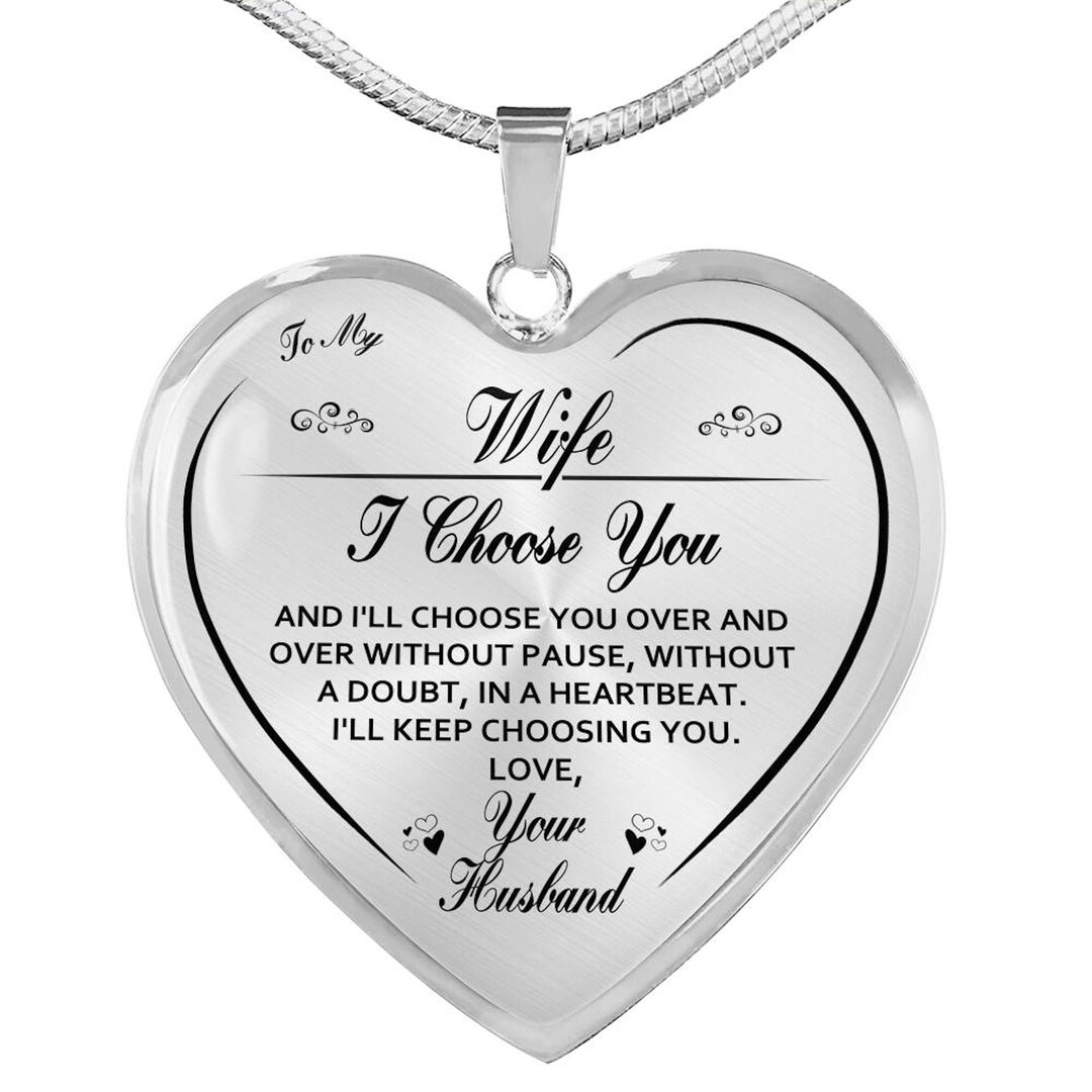 Valentine Day Gift for Wife I Choose You Heart Necklace to Etsy