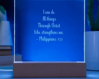 Philippians 4:13, I Can Do All Things Through Christ, Bible Verse Sign, Scripture Home Decor, Christian Art, Philippians 4 13 Plaque