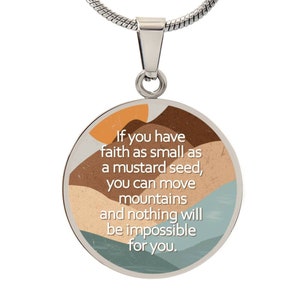 Encouragement Gift, Faith Can Move Mountains Necklace, Mustard Seed Necklace, Mountain Necklace, Christian Jewelry, Matthew 17:20