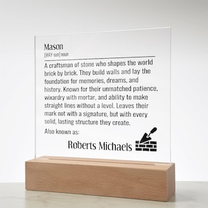 Personalized Mason Plaque, Custom Mason Sign, Mason Definition with Name, Mason Appreciation Gift, Mason Retirement Gift