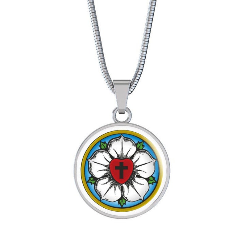 Luther Rose Pendentif Collier Luthérien Bijoux Réforme Cadeau pour Première Communion, Baptême, Confirmation, Cadeau d'anniversaire, Cadeau d'anniversaire image 1