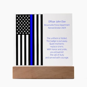 Cadeau personnalisé de retraite de police, plaque de retraite de police, plaque lumineuse de retraite de police pour le bureau ou le bureau