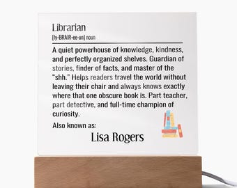 Placa de biblioteca personalizada, letrero de escritorio con definición de diccionario personalizado, regalo para bibliotecarios, amantes de los libros, personal de biblioteca y entusiastas de la lectura.