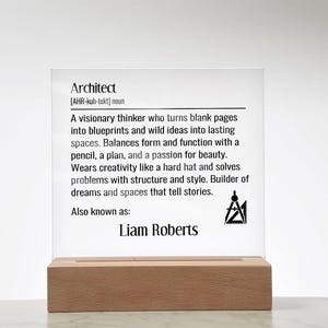 Personalized Architect Name Plaque, Architect Definition Desk Accessory, Custom Architect Gift, Architect Office Decor, Architect Student