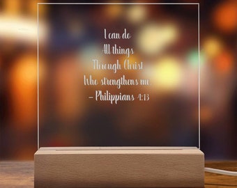 Philippiens 4:13, Je peux tout par le Christ, signe de verset de la Bible, décoration d'intérieur biblique, art chrétien, plaque Philippiens 4-13