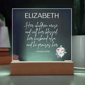 Personalized Proverbs 31:28 , Her Children Arise And Call Her Blessed Art, Proverbs 31 28 Gift For Mom, Bible Verse Light, Christian Mothers