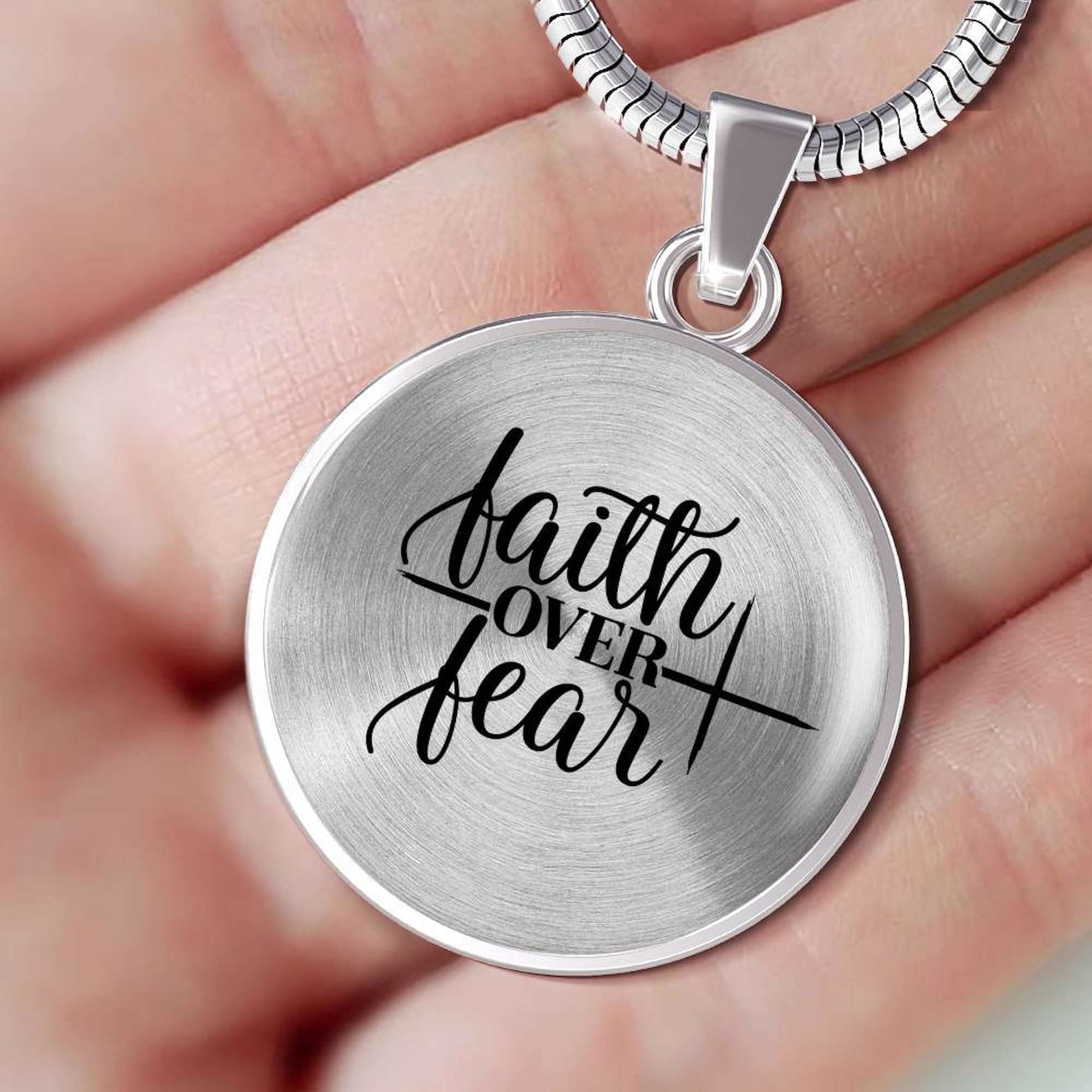 FAITH OVER FEAR GOLD CROSS NECKLACE