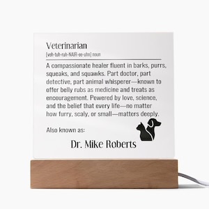 Personalized Veterinarian, Veterinarian Name Sign, Custom Vet Gift, Vet Graduation, DVM Graduation, Veterinarian Definition, Vet Retirement