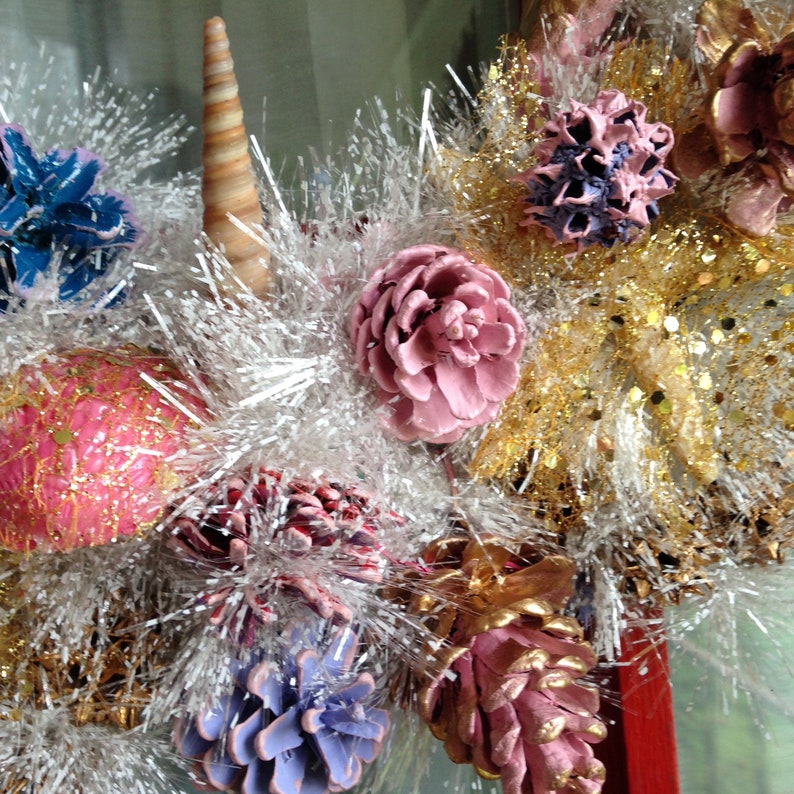 Home Decor Gift 18 Sparkly Starfish Enchanted Point All Occasion Wreath Shore Wreath Seashell Pine Cone Wreath
