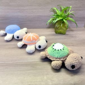 Turtle Crochet Pattern Three Different Version, Low Sew, Cute Fruit Turtles, Amigurumi Turtle Pattern, Crochet Stuffed Animals PDF Download