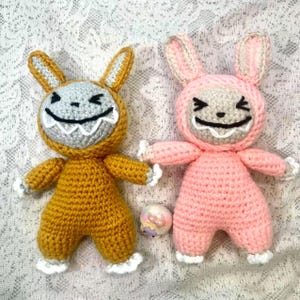 Amigurumi Labubu CROCHET PATTERN, Smiling Bunny Crochet Pattern, Labubu Plush Toy Creepy Cute Monster Rabbit Toy, Ugly Sweetie Lafufu PDF