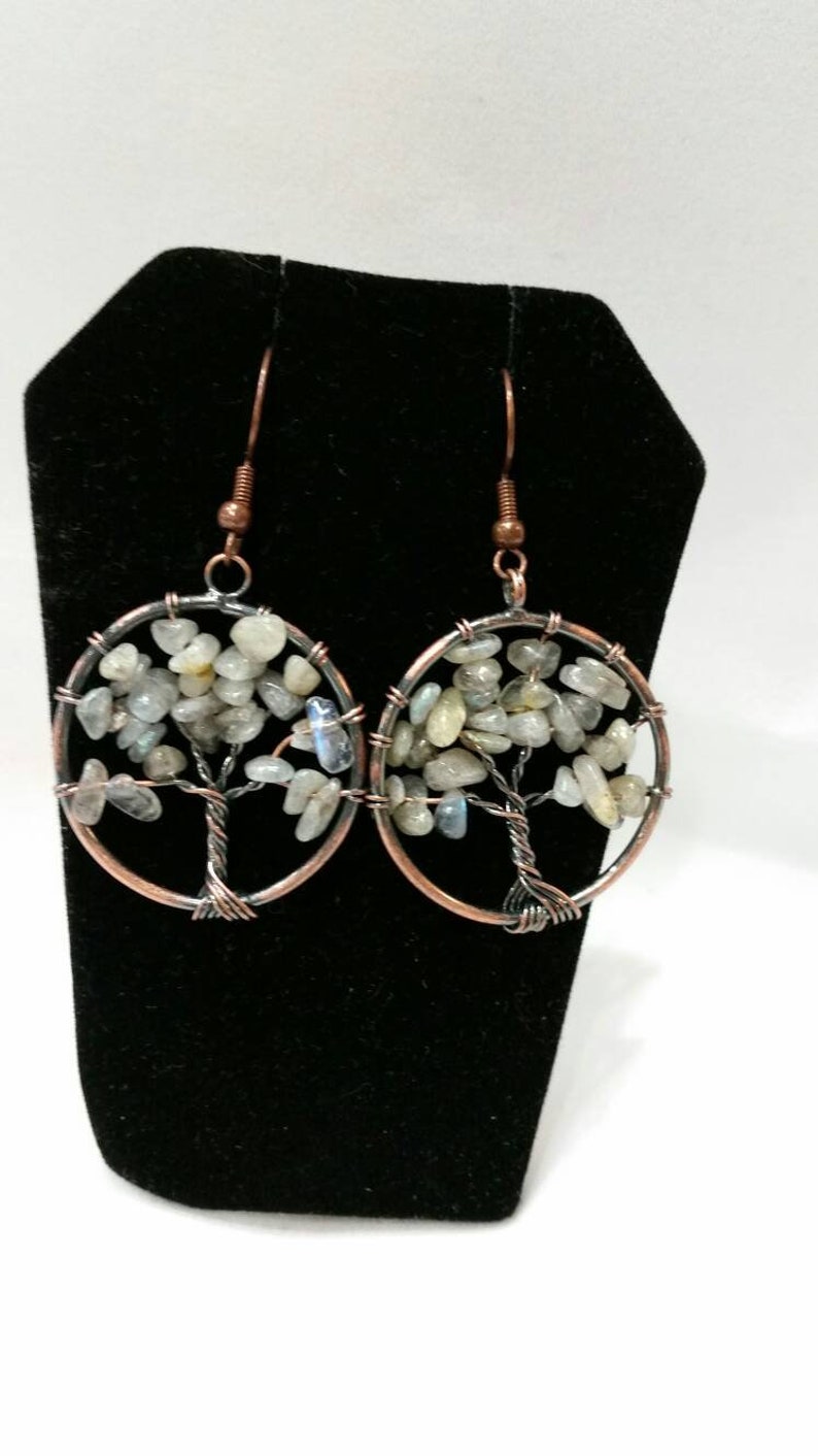 Moonstone tree of life earrings