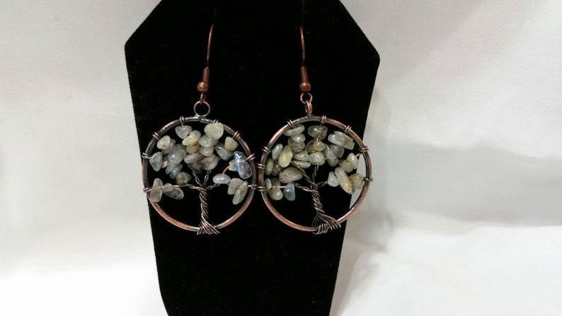 Moonstone tree of life earrings