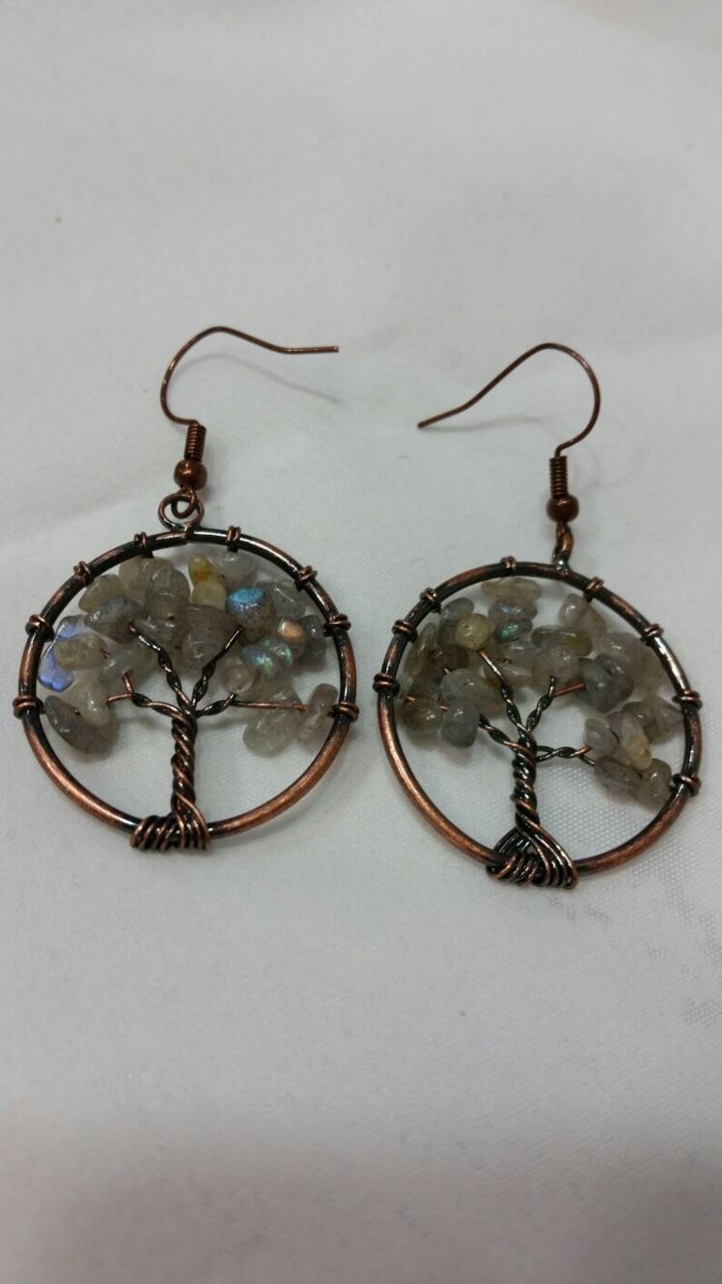 Moonstone tree of life earrings