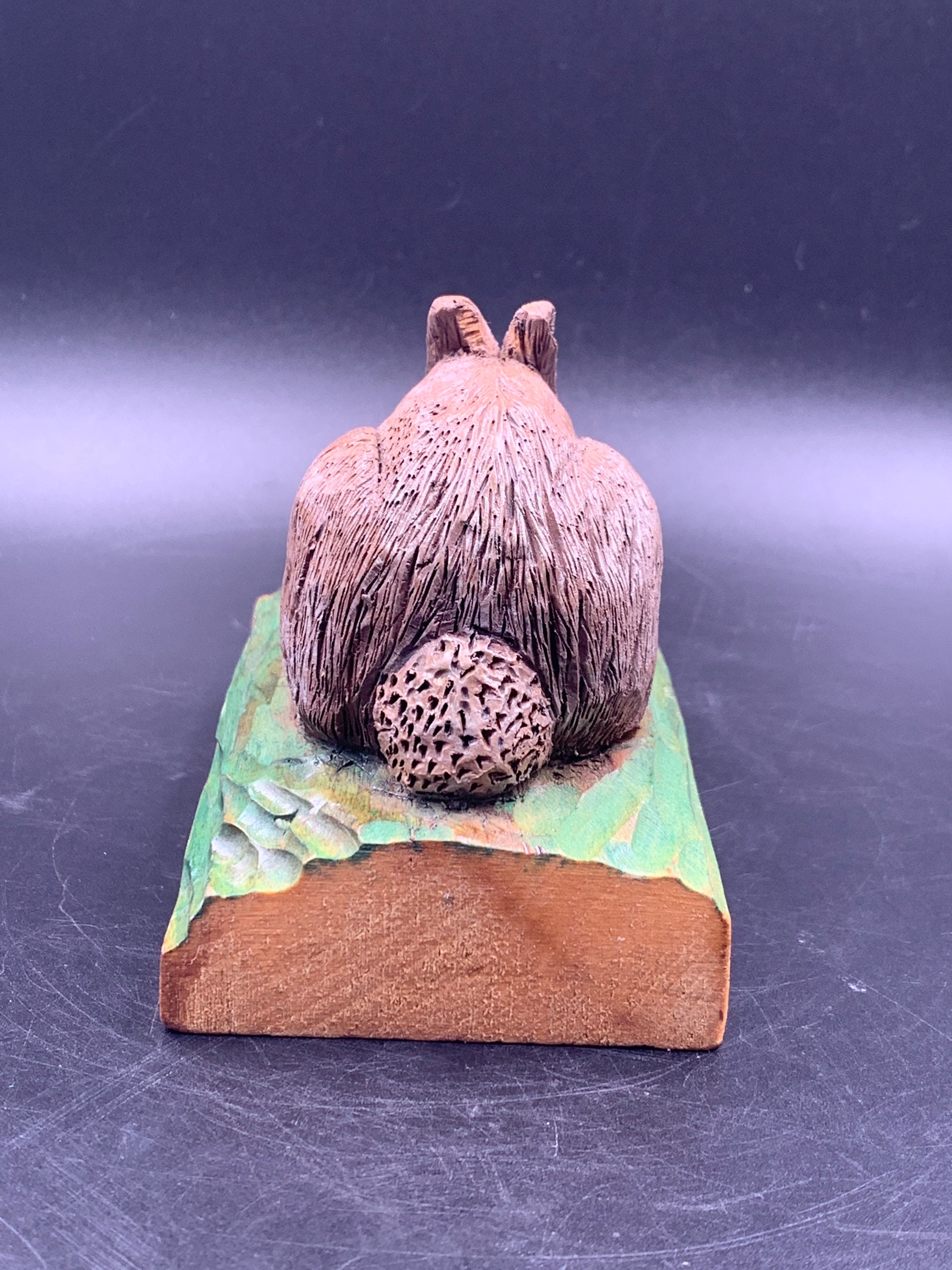 Handcrafted carved wood Bunny Rabbit signed by artist 0721 Etsy