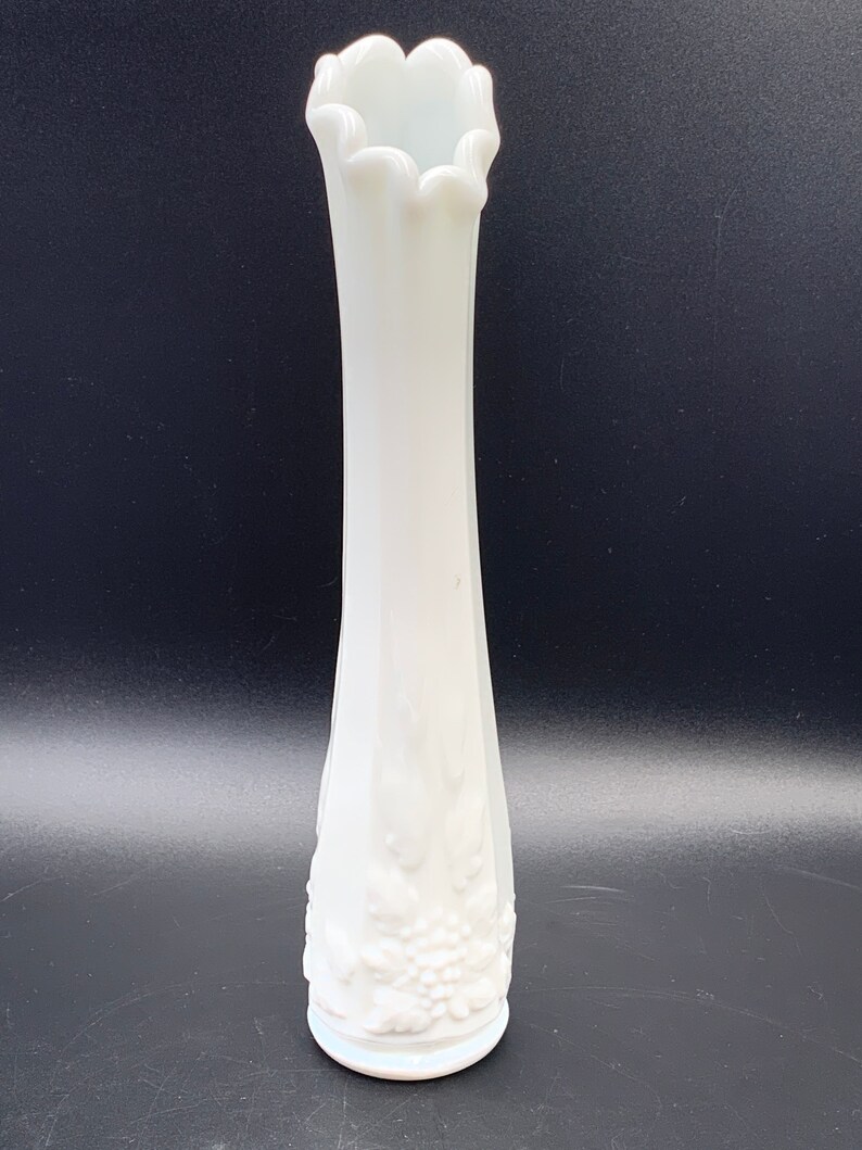0321 Westmoreland paneled grape milk glass bud vase