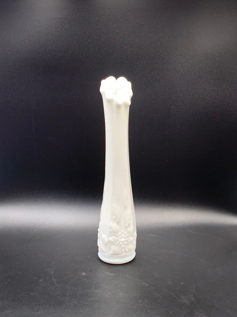 0321 Westmoreland paneled grape milk glass bud vase