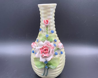 Vintage Germany Small Bud Vase with raised flowers (0322)