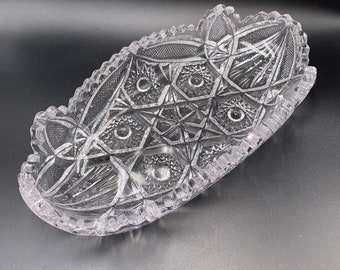 American Brilliant Crystal Sawtooth Sectioned Relish Dish