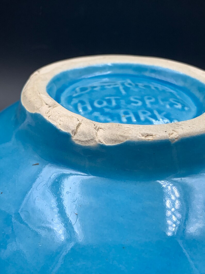 Vintage Dryden Hot Springs Arkansas Pottery Blue glazed Mixing Etsy