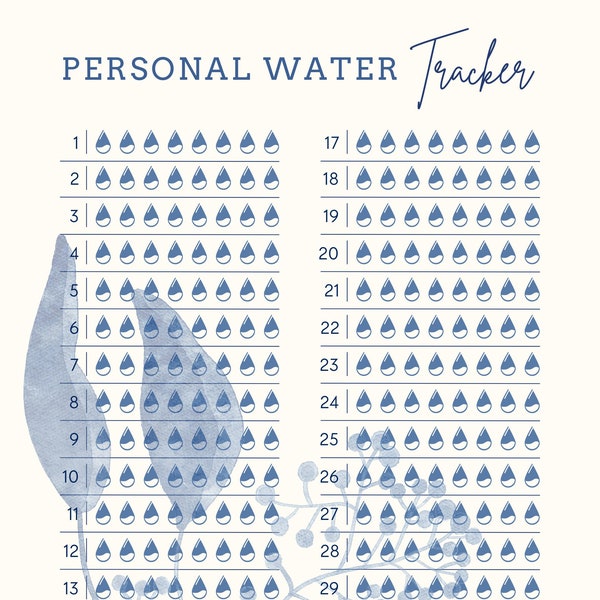 Personal Water Tracker - digital download