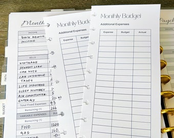 Expense Tracker Budget Inserts