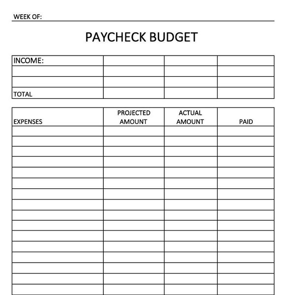 Paycheck Budget Sheet (DOWNLOAD)