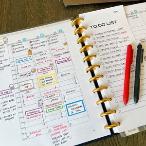 May include: A close-up of a weekly planner with a to-do list. The planner is open to the week of February 20th, with appointments and tasks listed for each day. The to-do list includes items such as "weekly newsletter", "YouTube live present", and "finish cast article".
