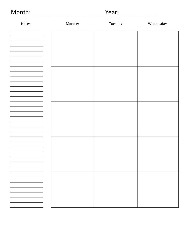 Monthly Calendar on Two Pages DOWNLOAD - Etsy