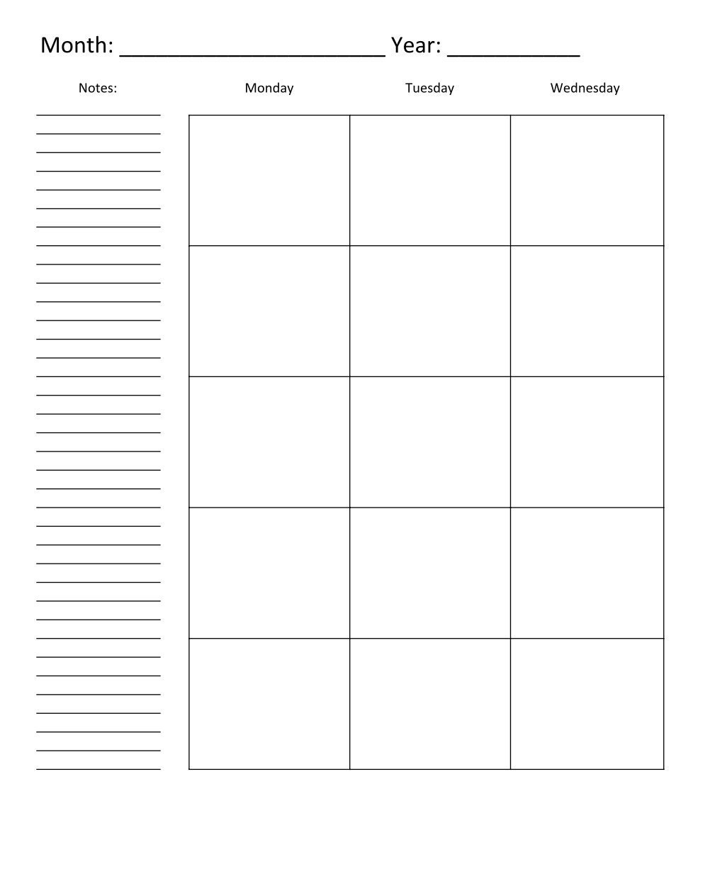 Monthly Calendar on Two Pages DOWNLOAD - Etsy
